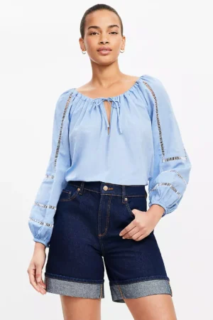 Rinse Wash A-Line Denim Shorts
