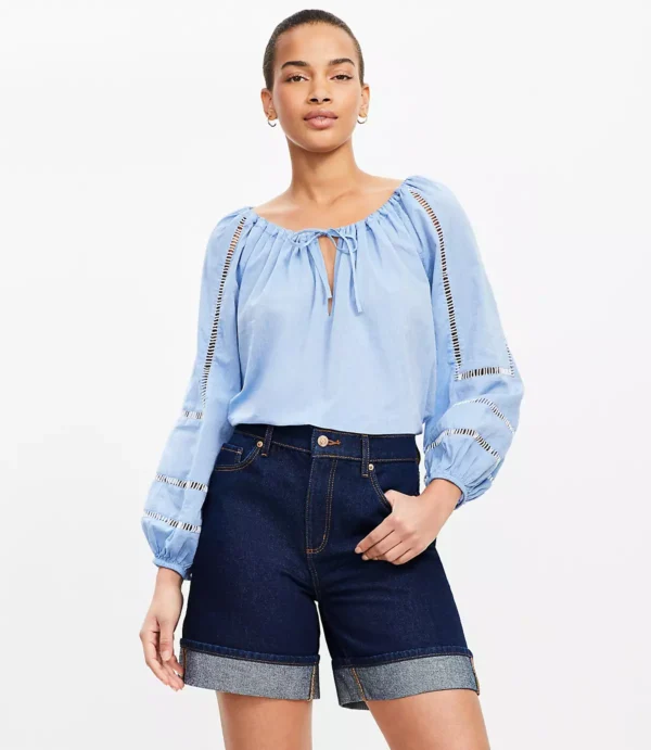 Rinse Wash A-Line Denim Shorts
