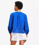 Blouson Sleeve Cotton Eyelet Top