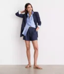 Refined Belted Shorts in Pure Spun Fabric
