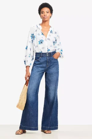 Classic Mid-Wash Palazzo Jeans