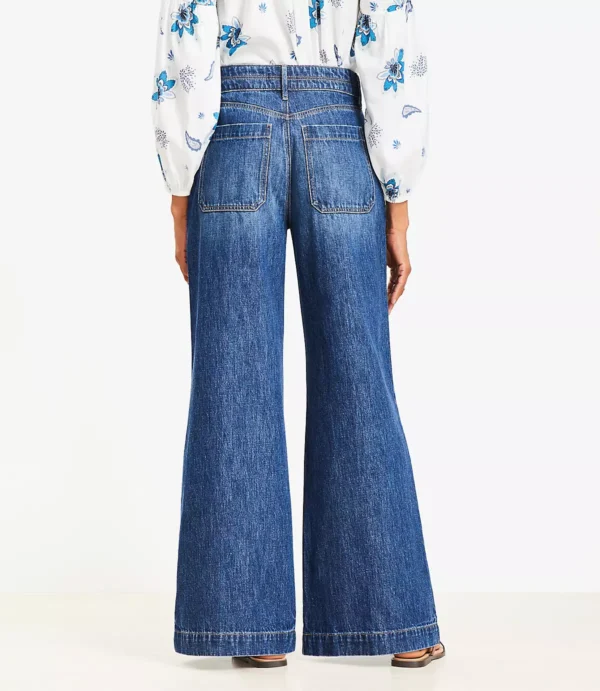 Classic Mid-Wash Palazzo Jeans - Image 3
