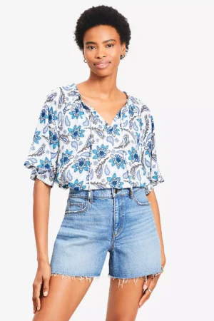 Paisley Tie Neck Blouse