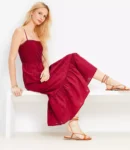 Embroidered Eyelet Tiered Midi Dress