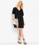 Button-Front Mini Dress with Collar