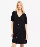 Button-Front Mini Dress with Collar