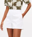 Tailored Textured Shorts with Side Zip