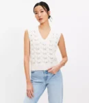 Petite Sleeveless Pointelle Sweater