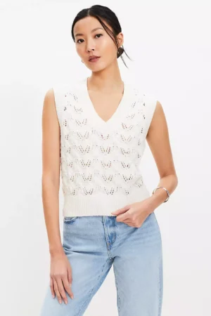 Petite Sleeveless Pointelle Sweater
