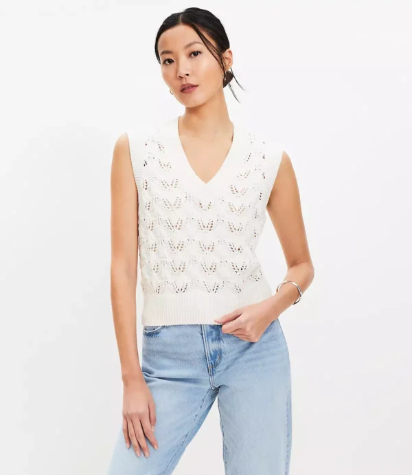 Petite Sleeveless Pointelle Sweater
