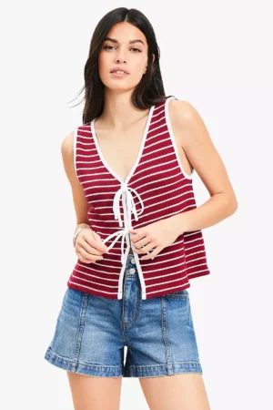 Feminine Tie Belt Vest Top