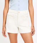 Palmer Fit Ivory Shorts with Eyelet Pocket Detail