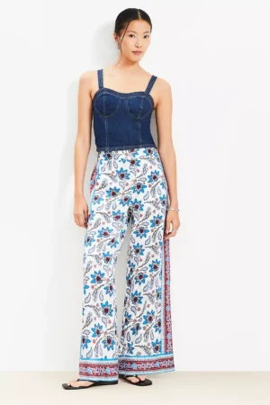 Petite Paisley Wide-Leg Pull-On Pants