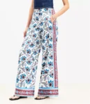 Petite Paisley Wide-Leg Pull-On Pants