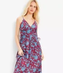 Floral Midi Dress with Side Tie & Pockets