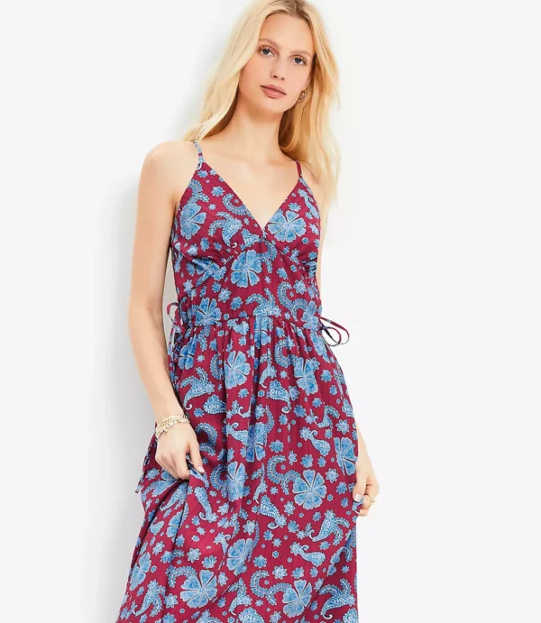 Floral Midi Dress with Side Tie & Pockets - Image 2