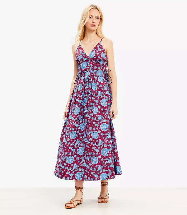 Floral Midi Dress with Side Tie & Pockets - Image 3