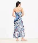 Petite Printed Strappy Bias Midi Dress