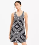 Tiled Print Mini Dress with Crisscross Back