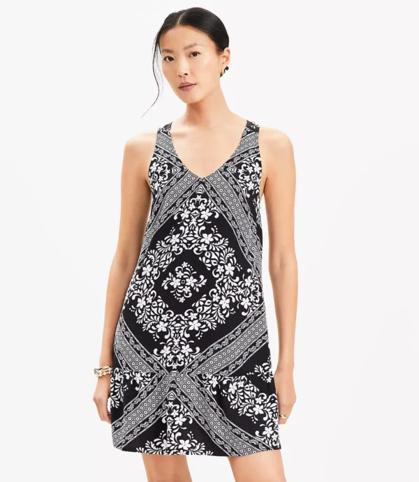 Tiled Print Mini Dress with Crisscross Back