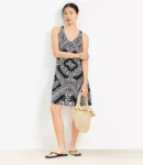Tiled Print Mini Dress with Crisscross Back