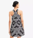 Tiled Print Mini Dress with Crisscross Back