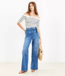 High-Rise Belted Wide-Leg Jeans in Stone Wash