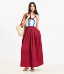 Petite Maxi Skirt in Pleated Poplin