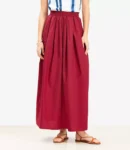 Petite Maxi Skirt in Pleated Poplin