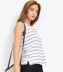 Petite Cowl-Neck Striped Camisole