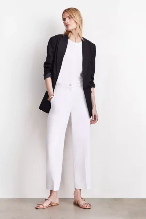 Pure Spun Cropped Straight-Leg Pants