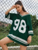 Hot Selling Women’s V-Neck Printed T-Shirt – Casual Loose Plus Size Top