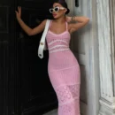 Summer Elegant Knit Long Dress – Women’s Casual Holiday Suspender Skirt