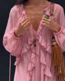 Early Autumn Layered Ruffled Chiffon Long Sleeve Dress