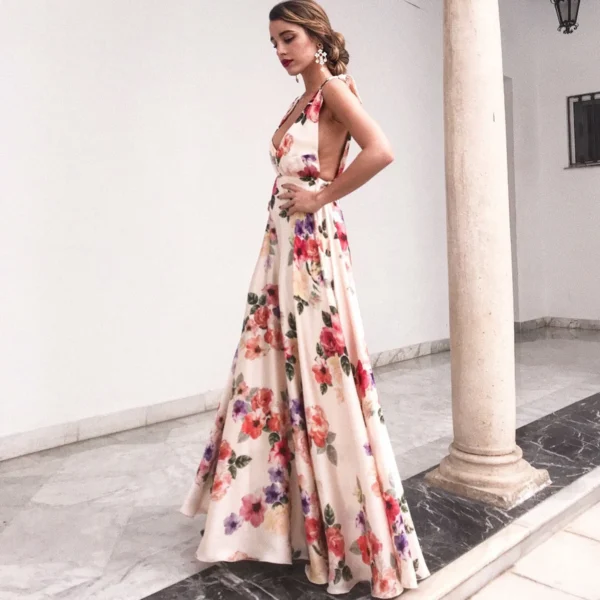 Boho Halter Maxi Dress – Women’s Summer Beach Holiday Slip Dress