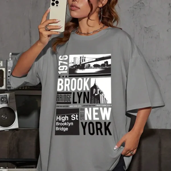 New York Brooklyn 1976 Graphic T-Shirt – Women’s Casual Streetwear Tee