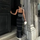 Summer Elegant Knit Long Dress – Women’s Casual Holiday Suspender Skirt