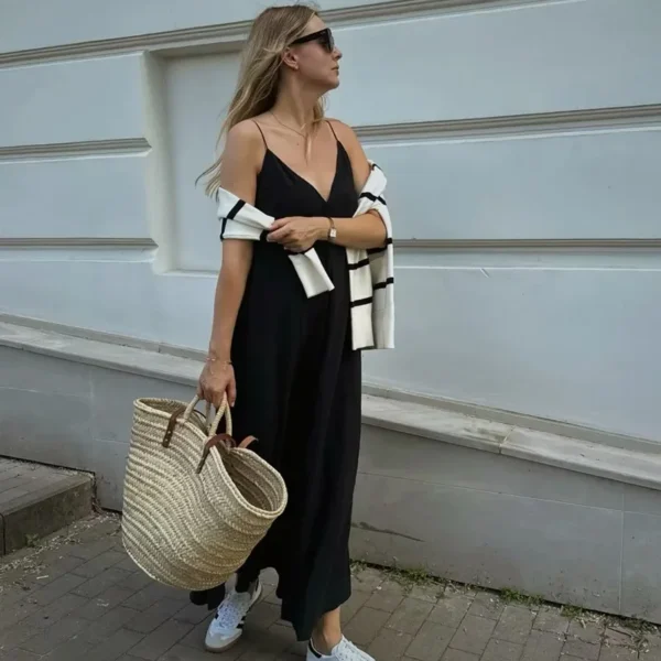 Summer Slip Dress – Women’s Loose Sleeveless Backless Long Dress
