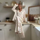 Summer Cotton Sleppwear Set – Love Heart Print, Long Sleeve