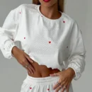 Cozy Autumn Heart Print Pajamas – Long Sleeve & Pants Homewear Set