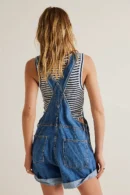 Summer Loose Multi-Pocket Denim Strap Shorts for Women