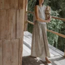 Cotton Linen Sleeveless Top & Long Skirt Set – Summer Casual