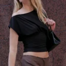 Elegant One-Shoulder Pleated Waist Tank Top – Summer Casual Chic