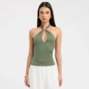 Halter Neck Hollow Out Metal Ring Backless Tank Top – Summer Street Style
