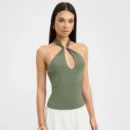 Halter Neck Hollow Out Metal Ring Backless Tank Top – Summer Street Style
