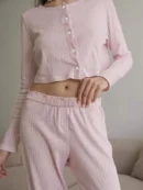 Comfy Knit Pajamas – Hollow Sleepwear with Long Pants