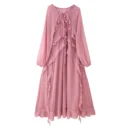 Early Autumn Layered Ruffled Chiffon Long Sleeve Dress