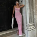 Summer Elegant Knit Long Dress – Women’s Casual Holiday Suspender Skirt