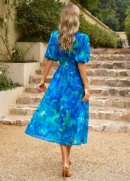 European & American Deep V-Neck Printed Summer Dress